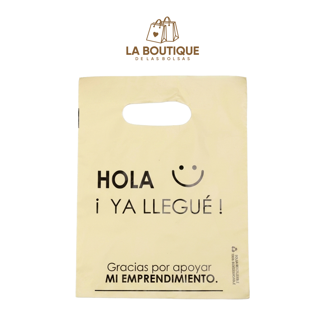 BOLSAS PRE IMPRESAS HOLA ¡YA LLEGUÉ!