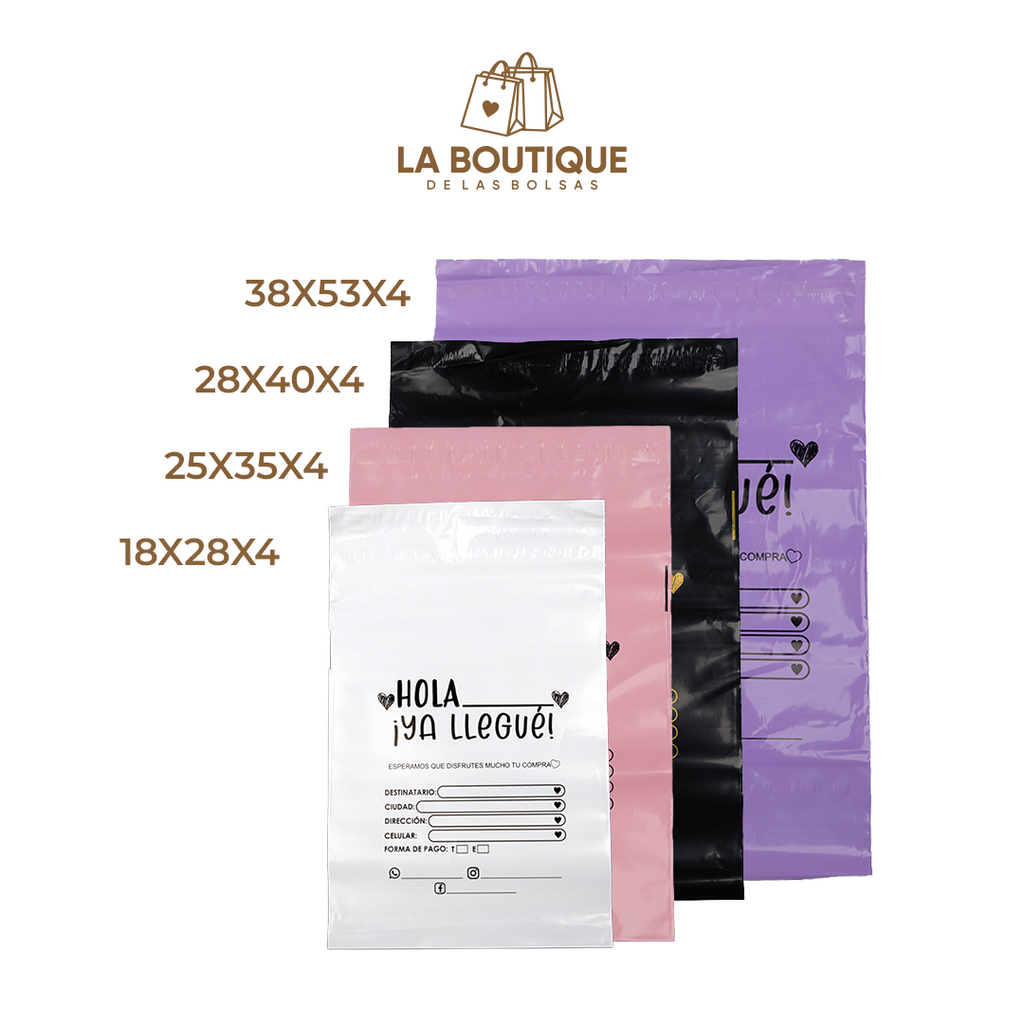 BOLSAS PARA ENVÍOS HOLA YA LLEGUÉ