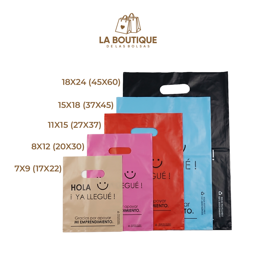 BOLSAS PRE IMPRESAS HOLA ¡YA LLEGUÉ!
