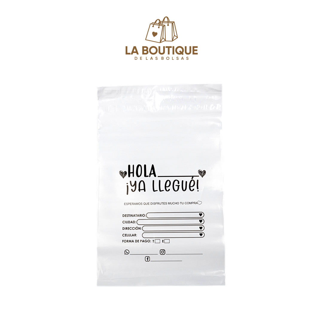 BOLSAS PARA ENVÍOS HOLA YA LLEGUÉ