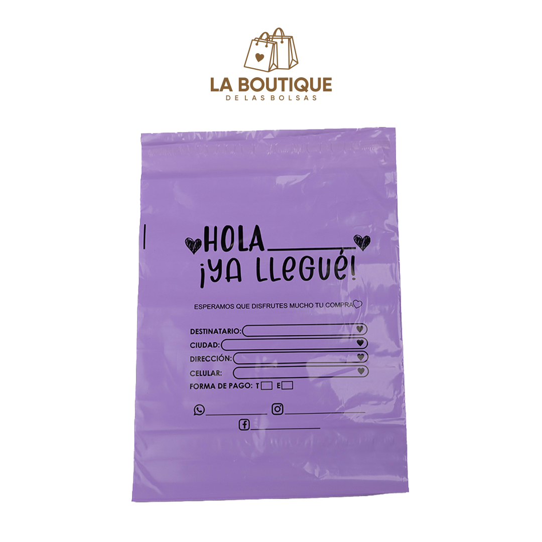 BOLSAS PARA ENVÍOS HOLA YA LLEGUÉ